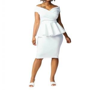 NEW VAVAVOOM off the shoulder peplum dress in white